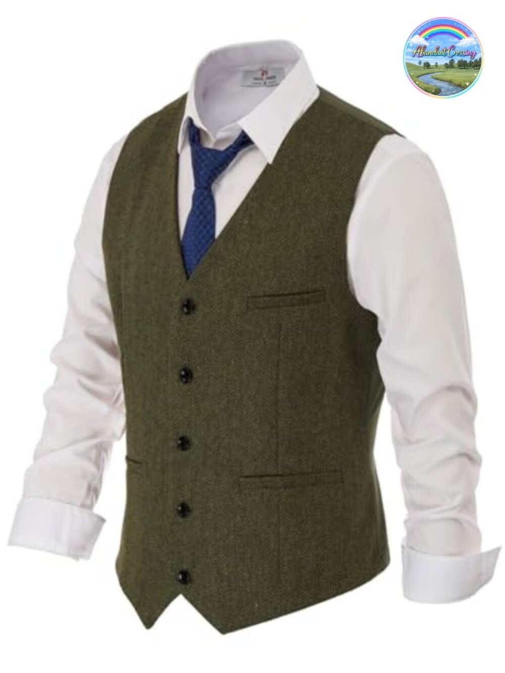 Mens Tweed Vest Wool Blend Herringbone Waistcoat